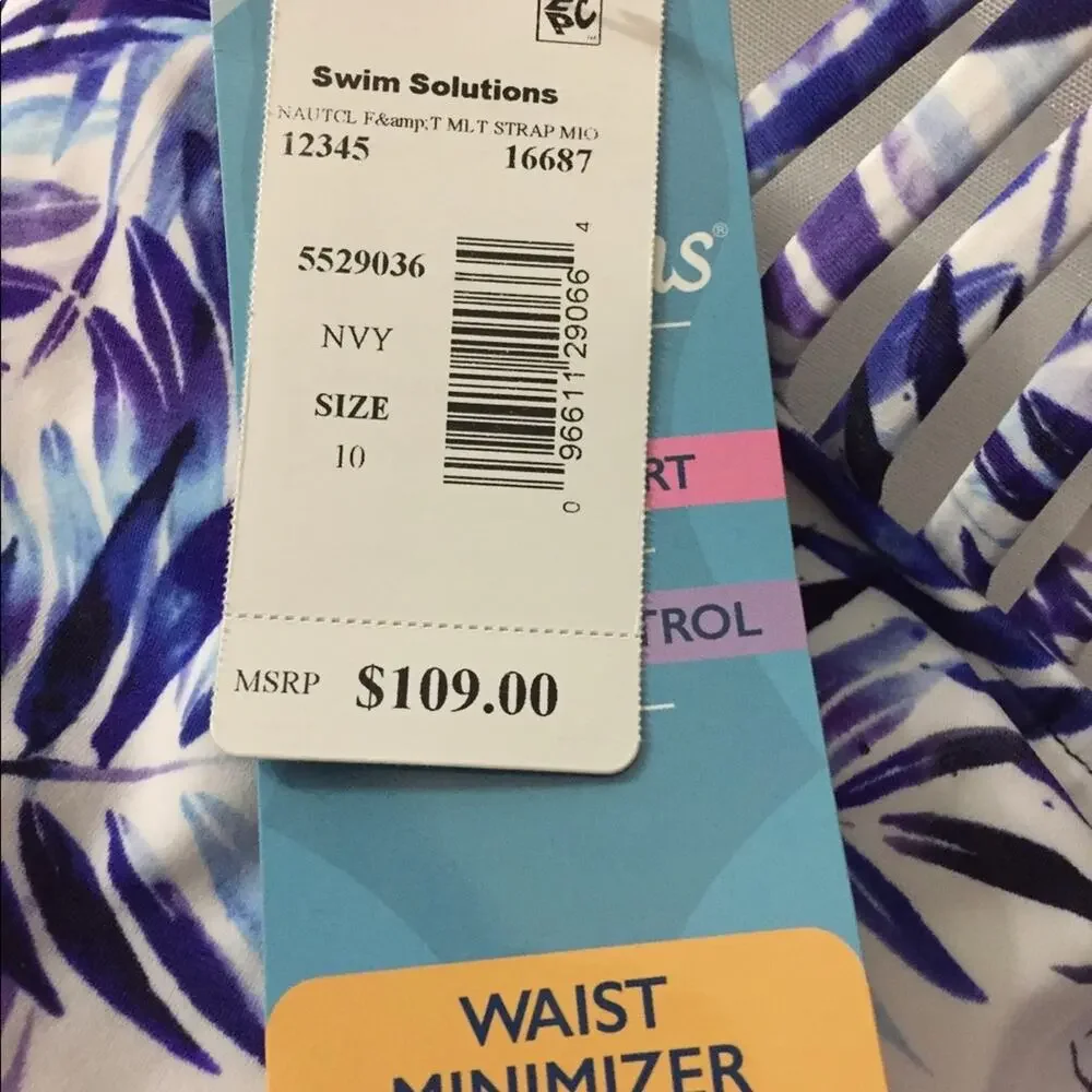 Swim Solutions Nautical Multi Strap 1-piece swimsuit-Size 12 - Picture 5 of 5